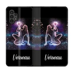 Housse Cuir Portefeuille pour Samsung Galaxy A13 4G Signe Zodiaque 2 Verseau