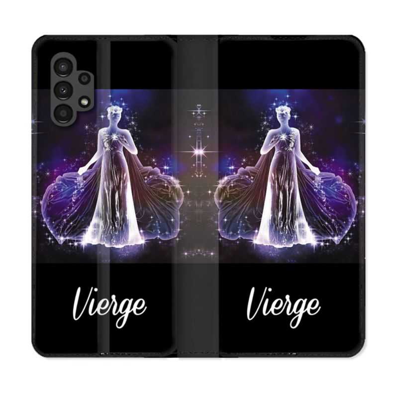 Housse Cuir Portefeuille pour Samsung Galaxy A13 4G Signe Zodiaque 2 Vierge