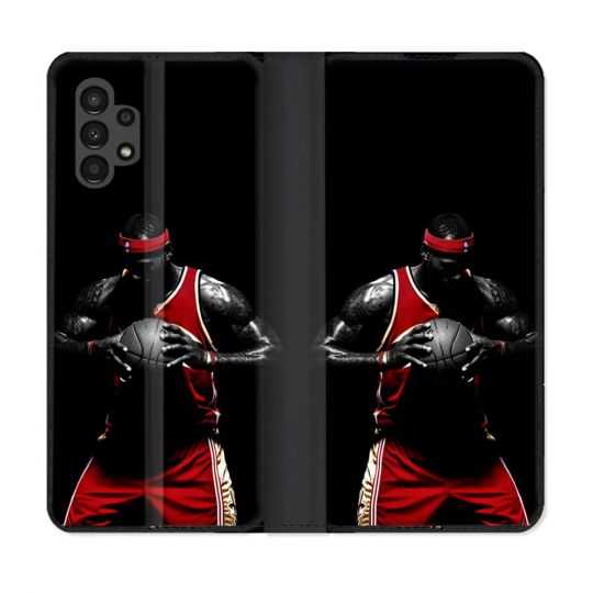 Housse Cuir Portefeuille pour Samsung Galaxy A13 4G Sport Basketeur