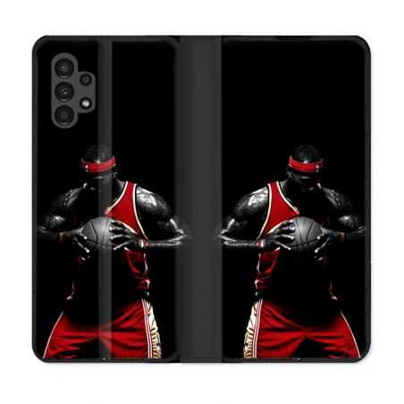 Housse Cuir Portefeuille pour Samsung Galaxy A13 4G Sport Basketeur