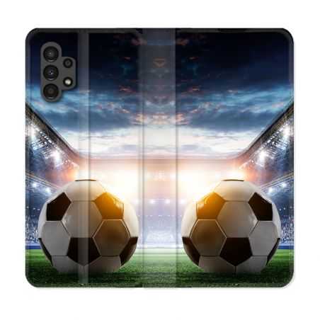 Housse Cuir Portefeuille pour Samsung Galaxy A13 4G Sport Football Stade
