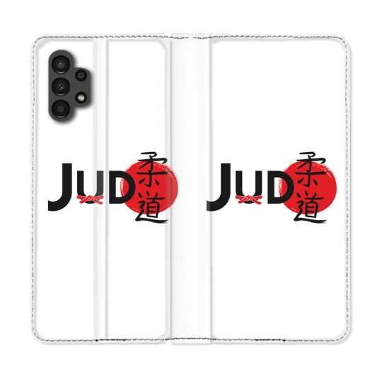 Housse Cuir Portefeuille pour Samsung Galaxy A13 4G Sport Judo Logo