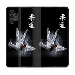 Housse Cuir Portefeuille pour Samsung Galaxy A13 4G Sport Judo Noir