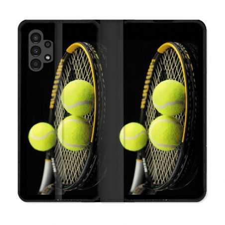 Housse Cuir Portefeuille pour Samsung Galaxy A13 4G Sport Tennis Balls