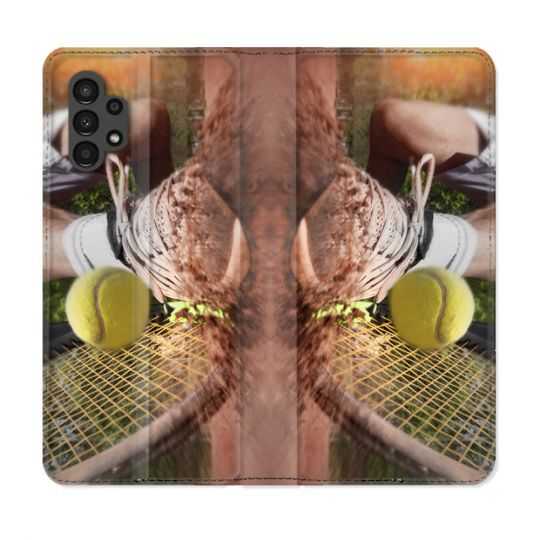 Housse Cuir Portefeuille pour Samsung Galaxy A13 4G Sport Tennis Glissade