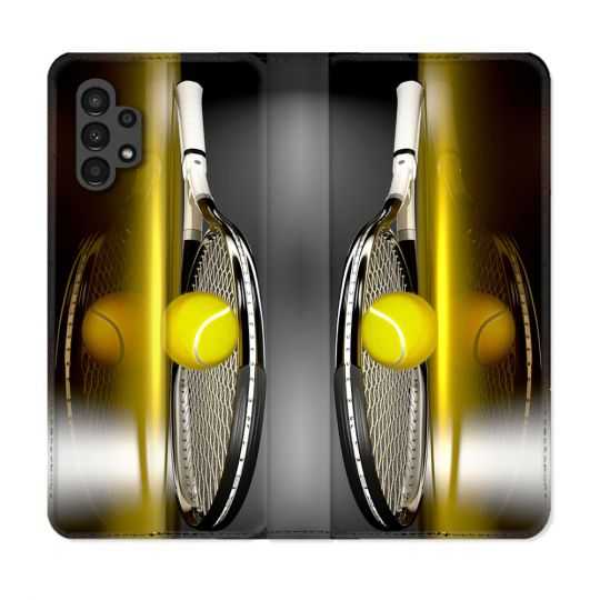 Housse Cuir Portefeuille pour Samsung Galaxy A13 4G Sport Tennis Reflet