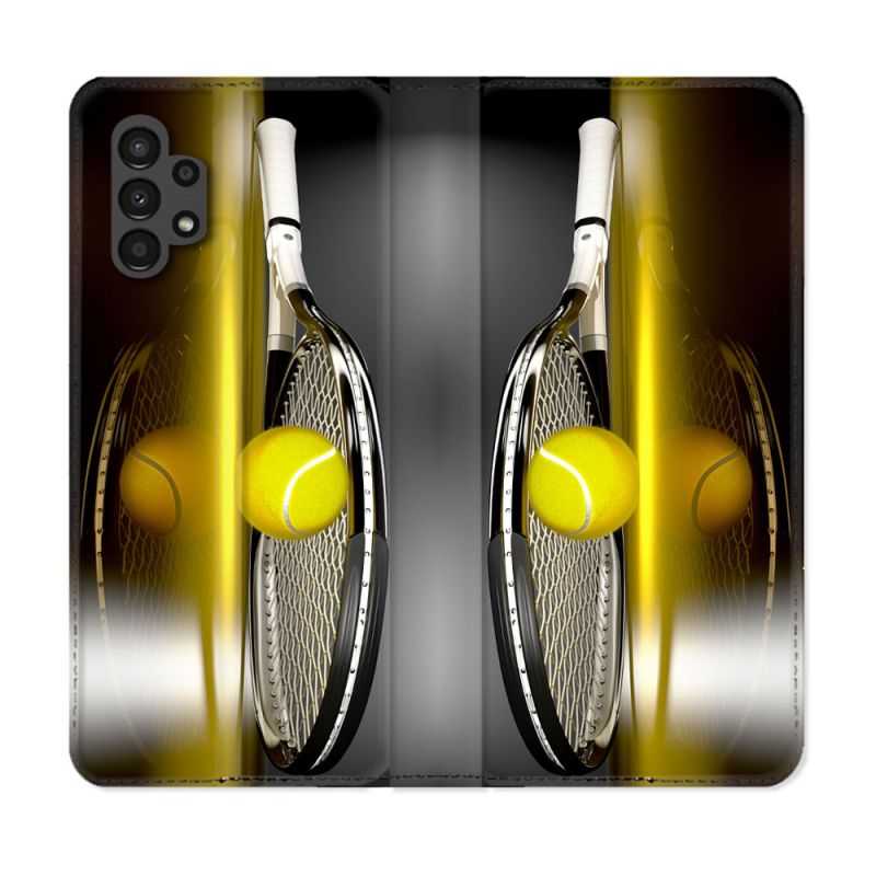 Housse Cuir Portefeuille pour Samsung Galaxy A13 4G Sport Tennis Reflet