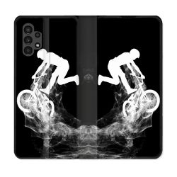 Housse Cuir Portefeuille pour Samsung Galaxy A13 4G Sport VTT Noir