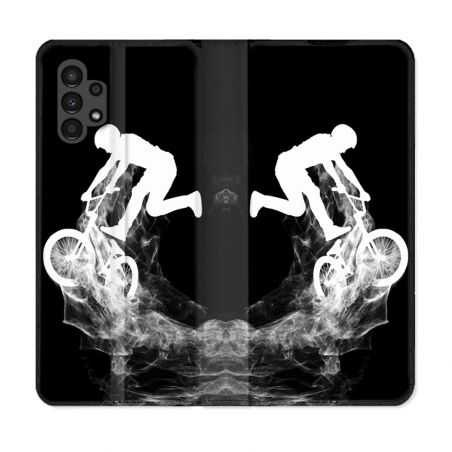 Housse Cuir Portefeuille pour Samsung Galaxy A13 4G Sport VTT Noir