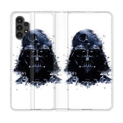 Housse Cuir Portefeuille pour Samsung Galaxy A13 4G Star Wars - Dark Vador Blanc