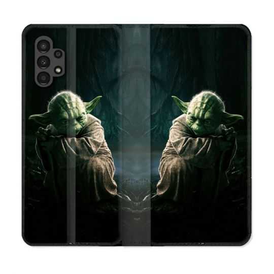Housse Cuir Portefeuille pour Samsung Galaxy A13 4G Star Wars - Yoda sombre