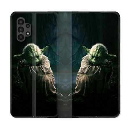 Housse Cuir Portefeuille pour Samsung Galaxy A13 4G Star Wars - Yoda sombre