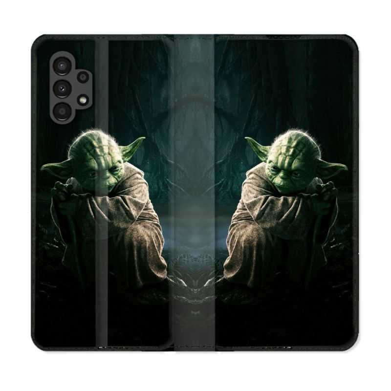 Housse Cuir Portefeuille pour Samsung Galaxy A13 4G Star Wars - Yoda sombre