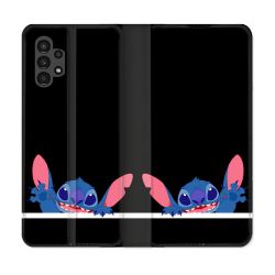 Housse Cuir Portefeuille pour Samsung Galaxy A13 4G Stitch Noir