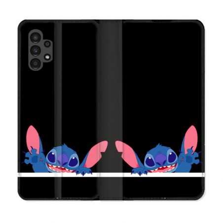 Housse Cuir Portefeuille pour Samsung Galaxy A13 4G Stitch Noir