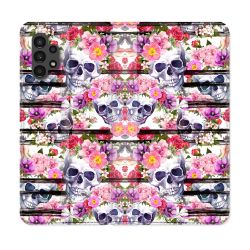 Housse Cuir Portefeuille pour Samsung Galaxy A13 4G Tete de Mort Pattern