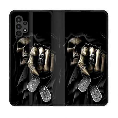 Housse Cuir Portefeuille pour Samsung Galaxy A13 4G Tete de Mort Your Next