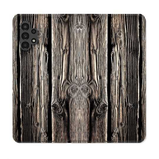 Housse Cuir Portefeuille pour Samsung Galaxy A13 4G Texture Bois