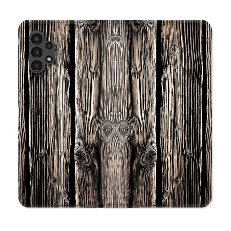 Housse Cuir Portefeuille pour Samsung Galaxy A13 4G Texture Bois