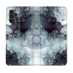 Housse Cuir Portefeuille pour Samsung Galaxy A13 4G Texture Marbre Gris