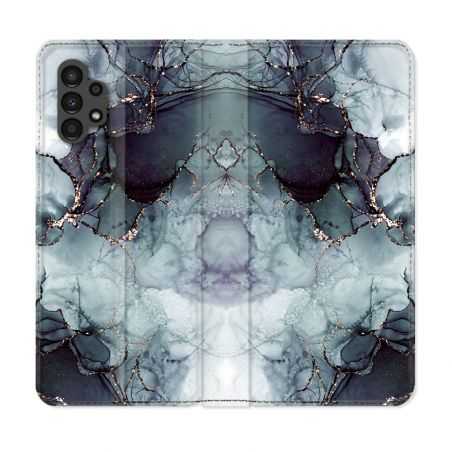 Housse Cuir Portefeuille pour Samsung Galaxy A13 4G Texture Marbre Gris