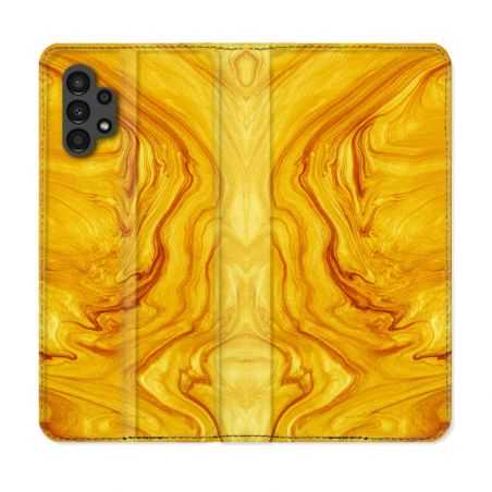 Housse Cuir Portefeuille pour Samsung Galaxy A13 4G Texture Marbre Jaune