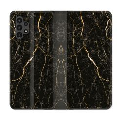 Housse Cuir Portefeuille pour Samsung Galaxy A13 4G Texture Marbre Noir