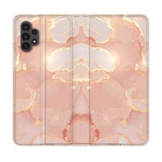 Housse Cuir Portefeuille pour Samsung Galaxy A13 4G Texture Marbre Rose