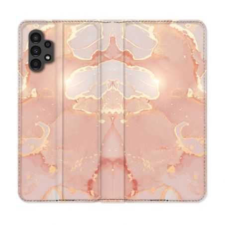 Housse Cuir Portefeuille pour Samsung Galaxy A13 4G Texture Marbre Rose
