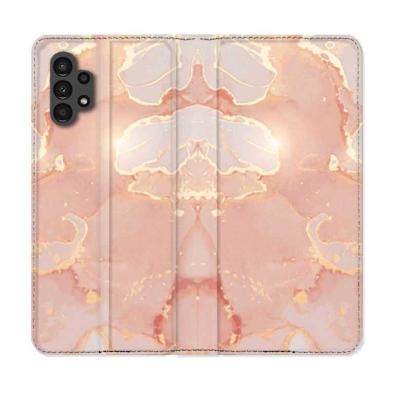 Housse Cuir Portefeuille pour Samsung Galaxy A13 4G Texture Marbre Rose