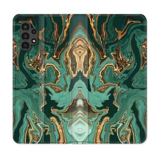Housse Cuir Portefeuille pour Samsung Galaxy A13 4G Texture Marbre Vert