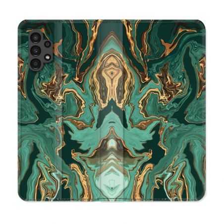 Housse Cuir Portefeuille pour Samsung Galaxy A13 4G Texture Marbre Vert