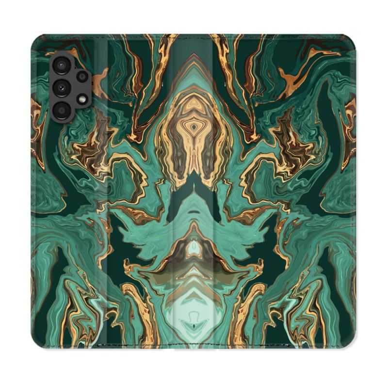 Housse Cuir Portefeuille pour Samsung Galaxy A13 4G Texture Marbre Vert