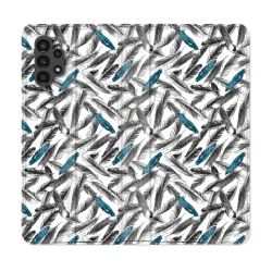 Housse Cuir Portefeuille pour Samsung Galaxy A13 4G Texture Plume Canard