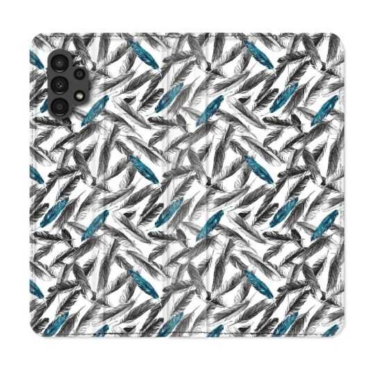 Housse Cuir Portefeuille pour Samsung Galaxy A13 4G Texture Plume Canard