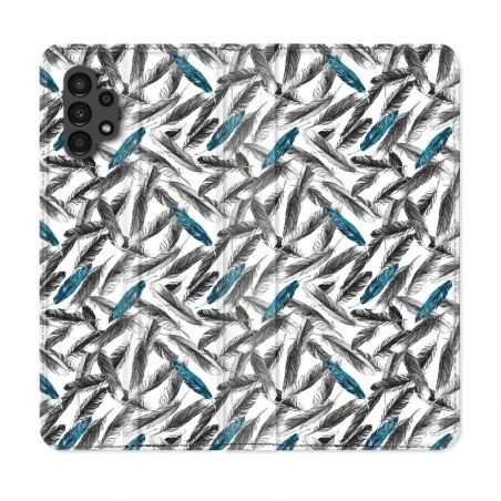 Housse Cuir Portefeuille pour Samsung Galaxy A13 4G Texture Plume Canard