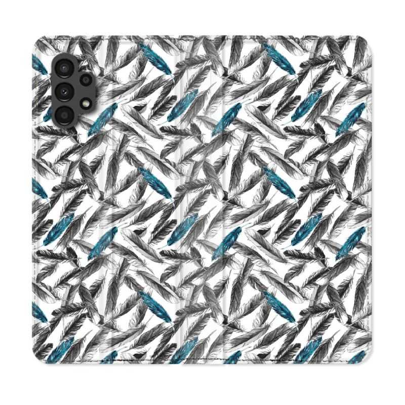 Housse Cuir Portefeuille pour Samsung Galaxy A13 4G Texture Plume Canard