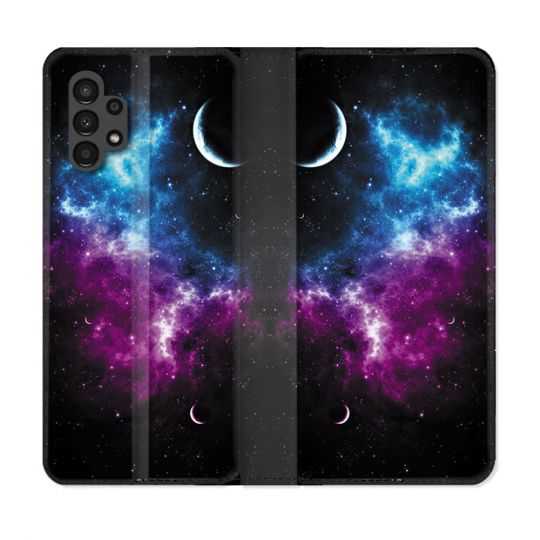 Housse Cuir Portefeuille pour Samsung Galaxy A13 4G Univers Bleu Violet