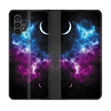 Housse Cuir Portefeuille pour Samsung Galaxy A13 4G Univers Bleu Violet