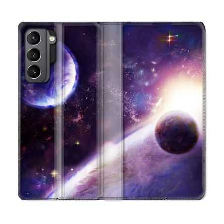 Housse Cuir Portefeuille pour Samsung Galaxy A13 4G Univers Planete Stellaire