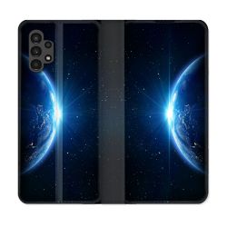 Housse Cuir Portefeuille pour Samsung Galaxy A13 4G Univers Planete Terre