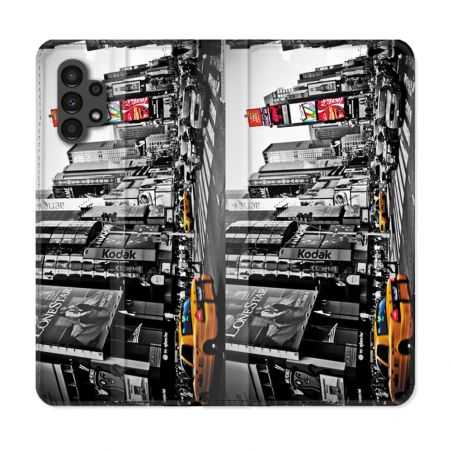Housse Cuir Portefeuille pour Samsung Galaxy A13 4G Voyage Amerique USA New York Taxi