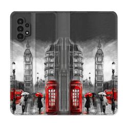 Housse Cuir Portefeuille pour Samsung Galaxy A13 4G Voyage Angleterre Londres Vintage