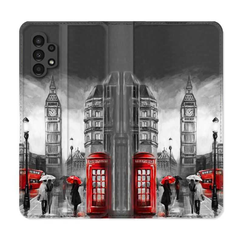 Housse Cuir Portefeuille pour Samsung Galaxy A13 4G Voyage Angleterre Londres Vintage