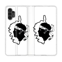 Housse Cuir Portefeuille pour Samsung Galaxy A13 4G Voyage Corse Blanc