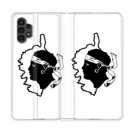 Housse Cuir Portefeuille pour Samsung Galaxy A13 4G Voyage Corse Blanc