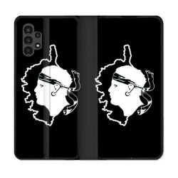 Housse Cuir Portefeuille pour Samsung Galaxy A13 4G Voyage Corse Noir