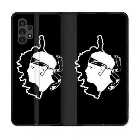 Housse Cuir Portefeuille pour Samsung Galaxy A13 4G Voyage Corse Noir