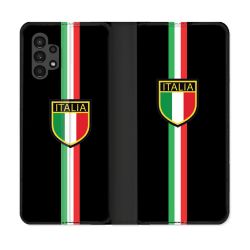 Housse Cuir Portefeuille pour Samsung Galaxy A13 4G Voyage Italie 3 Noir