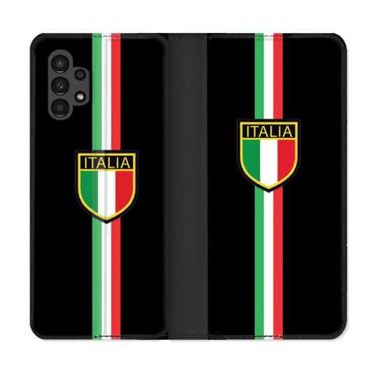 Housse Cuir Portefeuille pour Samsung Galaxy A13 4G Voyage Italie 3 Noir